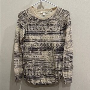 Treasure & Bond Winter Patterned Cream and Gray Sweater